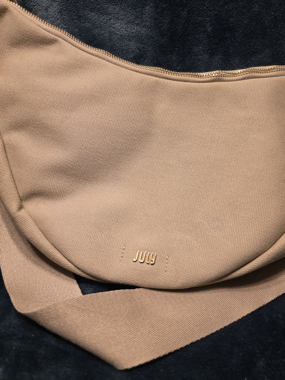 July Beige Crescent Shoulder Bag
